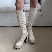 다미님 [통굽10cm/225~250]키높이 롱부츠 가보시 롱워커 라운드 스퀘어 스틸레토 로퍼 가죽 레더 앵클 첼시 웨스턴 구두 힐 통넓은 빅사이즈 하객룩 결혼식 지퍼 철컹-신발