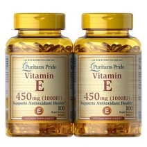 퓨리탄 프라이드 Puritans 비타민 E 면역 기능 지원 450mg 100정 2병), 100 Count (Pack of 2)