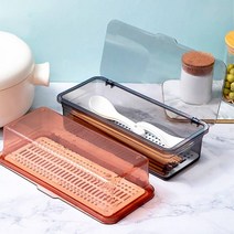 가정용 투명 사각 수저통 수저 정리함, 블랙, 1개
