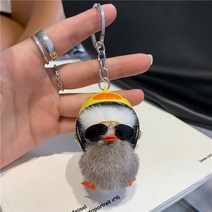 페이셜비(FISAFEE)car rearview mirror ornaments JLL-773미니 밍크 털 작은 노란 오리 자동차 열쇠 고리 장식 귀여운 인형 인형 가방 펜던트 선물, 회오리 [모자형]