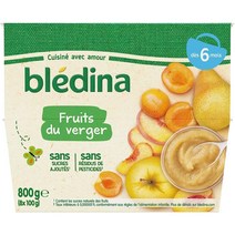 Bledina 블레디나 아기용 과일 퓨레 (사과 배 복숭아 살구) 8 x 100g 800g