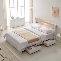 RF 위크 LED 스탠다드 서랍 슈퍼싱글/퀸 침대프레임 (매트제외), 화이트