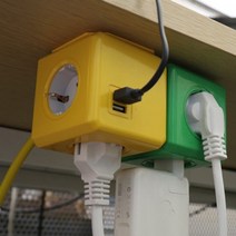 천하 컬러 파워큐브 멀티탭 익스텐디드 1.5m USB 2포트 4구 C1450, 레드