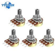 5pcs wh148 b1k b2k b5k b10k b20k b50k b100k b250k b500k b1m 3pin 선형 전위차계 너트 및 와셔 키트가있는 15mm 샤프트, 50k 옴