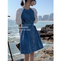 데님 청 원피스 SARA 봄 여름 퍼프 반팔 슬림핏 A라인 힙랩 여성 2239440493
