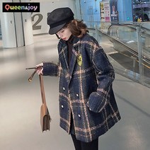 퀸앤조이 네이비 와펜 피코트