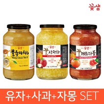꽃샘 꿀유자차S +꿀사과차 +꿀레드자몽 / 1KG x3병 / 3KG, 1세트