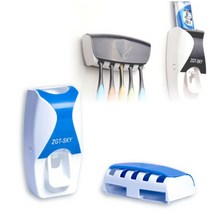 욕실 칫솔꽂이 치약 디스펜서 세면대 홀더 보관거치대, 색상:블랙, 블랙