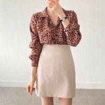 여자 호피 데일리 가을 블라우스