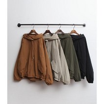 더 월 데일리 여성 바스락 루즈핏 밴딩 후드 야상 점퍼 자켓 아우터