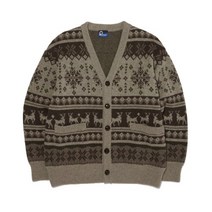 펜필드 JACQUARD V NECK CARDIGAN BROWN_FN4KT15U