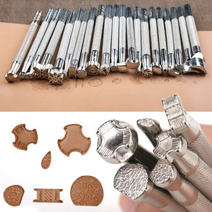 가죽 각인 스탬프 20종 가죽공예 도구 문양 무늬 금속펀칭 카빙 스탬프 카빙크래프트, 각인스탬프