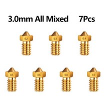 SHOOMO3D 프린터 압출기 황동 노즐 프린트 헤 175mm 30mm 필라멘트 E3D V5 V6 Anet 8 Anycubic i3, 3.0mm All Mixed