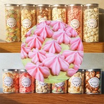 당일 직접 손수 만든 100% 수제 머랭쿠키 아이들간식 어린이집 생일 답례품, 벚꽃 중간통 (35g)
