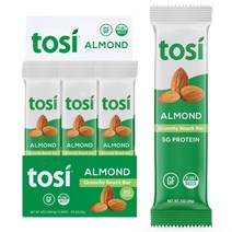 [해외]Tosi Nut Almond Plant Based Protein Bars Crunchy Vegan Snacks 토시 넛 아몬드 식물성 프로틴 바 크런치 비건 스낵, 12개입, 28g