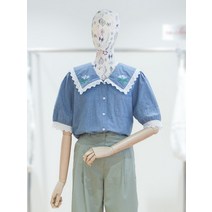 [써스데이아일랜드] 자수 카라 데님 블라우스 T234ABL633W(2119060)