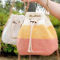 털실나라 DIY 미니복조리 뜨개가방 패키지 뜨개질 코바늘가방, 44크림1볼+51살구핑크1볼+52망고1볼, 연베이지