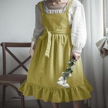 원피스앞치마 프릴앞치마 바리스타앞치마 여성용 중세 코튼 린넨 요리 주방 앞치마 상점 꽃 가게 작업실 미용사 정원, 5.2