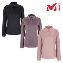 밀레 MILLET 3칼라 여성 여자 가을 겨울 부드러운 멜란지 소재 허리에 밴드 라인 슬림한 깔끔 긴팔 카라 티셔츠