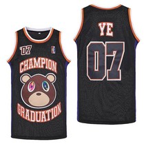 남성용 07 YE 챔피언 졸업 힙합 랩 농구 저지 스티치 블랙. XX-Large 프로 아마추어 1294659, Orange