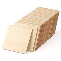 우드카빙 조각도 미완성 목재 조각 스퀘어 빈 자연 10cm x 나무 사각형 컷 아웃 DIY 공예 컵 받침 홈 데코, 01 10cmx10cm 2pcs