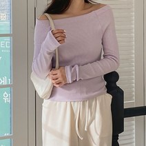 기타 바보사랑[디작소]여성 봄 하비스 골지 오프숄더 긴팔티셔츠