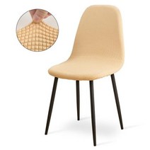 의자 커버 인테리어 리폼 벨벳 쉘 체어 스트레치 다이닝 시트 케이스 세탁 가능, Plaid-Beige Yellow+1PC Chair C