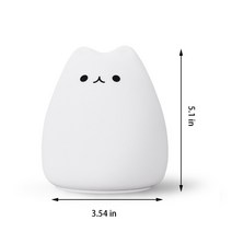 LED 야간 램프 터치 센서 배터리 전원 실리콘 귀여운 고양이 조명 7 색 테이블 램프 휴일 선물 침실 데스크탑 장식, 02 Clever Cat