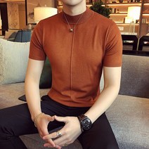 남자 반팔 니트 봄 캐쥬얼 남성 슬림 티셔츠 풀오버 정장 하객룩