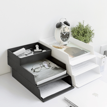 오피스 데스크 계약서 공과금 지로영수증 A4용지 문서서류파일 정리함 트레이 블랙 화이트, 서류보관