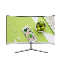 e 스포츠 24 27인치 곡면 컴퓨터 모니터 4K LCD 게임, 27인치 곡선형 테두리 없는 흰색 75HZ