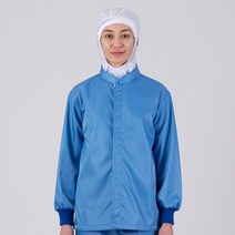 모던위생복 식품위생복 위생복상의 MD-1600-1 (기모방한) HACCP위생복 남여공용 위생복 식품공장 위생작업복, 블루, 1개