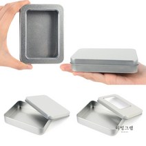 사각틴케이스 투명창 철제 미니 직사각 틴캔 TINCASE 티백 정리함 보관함 뚜껑분리형-투명창 (대) 1P