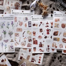 빈티지 감성 소품 레터링 다꾸 칼선 스티커 4종 다이어리꾸미기, 3.커피 (ST-2612)