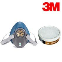3M 면체마스크 단구형 세트 HF-52 + 3311K-100 방진마스크 방독마스크 방역 황사 미세먼지 방진 방독 겸용 필터