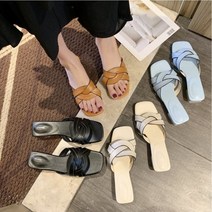 통굽 키높이 크로스 꼬임 위빙 슬리퍼 웨지 굽있는 플랫폼 흰색 검정 굽높은 스리퍼