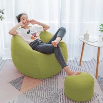 모찌 구름 1인용 휴식 낮잠 안락 수유의자 빈백, 그린M(페달+베개)