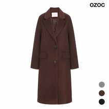 오조크 [OZOC] 여성 캐시 가공 싱글 루즈핏 코트