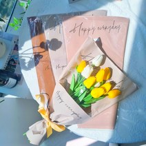 하리움 꽃다발 포장지 감성 레터링 크라프트지 OPP 투명 비닐 DIY 꽃 포장 재료 20장 L사이즈, 감성레터링크라프트(L사이즈/봉투형/20장), 말린장미