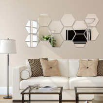 육각디자인DIY2컬러 붙이는인테리어안전 아크릴벽부착거울, 금색 ( 92 x 160 x 184mm )