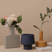 JIYU 세라믹 화병 도자기 오브제 거실 인테리어 꽃병 북유럽 촬영소품, 오렌지