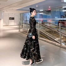 쉬폰 허리 스트링 롱원피스 플라워 원피스 여아복 봄 긴팔 프렌치 빈티지 미디