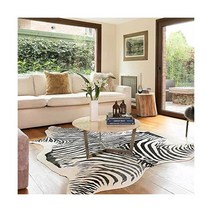 Zebra Print Genuine Cowhide Rug Size 6 x 7 ft(180 cm 210 cm)