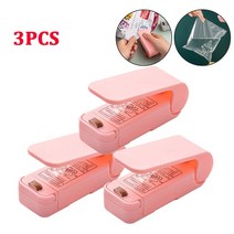 실링기 1-3 개 미니 실러 진공 식품 2-식품 포장용 속도 밀봉 기계 비닐 봉투 간식 주방 보관 가방 클립, [09] 3pcs Pink