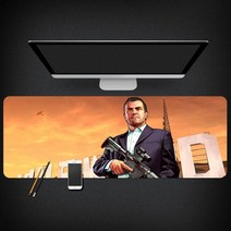 Grand Theft Auto 마우스 패드 GTA5 마우스 패드 대형 컴퓨터 게임 노트북 키보드 마우스 장패드 책상 패드 pc 게임 모바일 게임 캐릭터 마우스패드, 02_300x800mm | 3mm