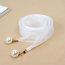 1+1개 쉬폰 벨트 여 원피스 포인트 허리끈 진주 장식 블라우스 리본 패션 허리 체인