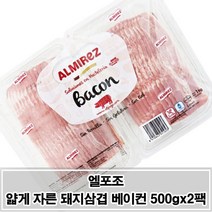 부드럽고 고소한 엘포조 돼지삼겹 베이컨 500g 2팩, 1, 본상품선택