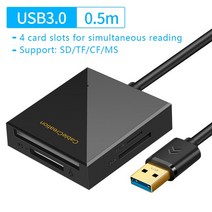 카드리더기 usb sd card UTHAI Four-In-One 카드 판독기 휴대 전화 컴퓨터 카메라 CF/, 02 USB3.0-Black