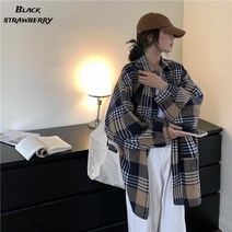 코보터 봄가을 롱 체크 셔츠