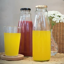 유리병 주스병-1000(입구넓은) 공병 bottle 델몬트병, 철캡 블랙
